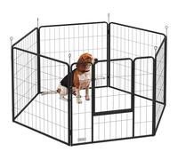 PawHut Dog Playpen, 6 Panels Puppy Pen Dog Playpen, 80cm High, Black, Black