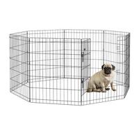 Pawhut 8-Panel Diy Dog Pen With Door For Indoor/outdoor Use, 76Cm High In Black Black