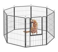 PawHut Dog Pen, 8 Panel Puppy Pen, Steel Dog Playpen, for Large Breeds, 100cm Tall, Black Black