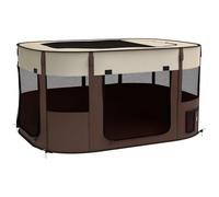 PawHut Dog Pen Pet Playpen for Puppies, Rabbits, 114 x 89 x 59cm Brown