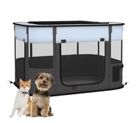 PawHut Portable Dog Pen for Puppies, Rabbits, Kittens, Guinea Pigs - Grey