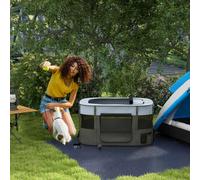 PawHut Dog Pen, Pet Playpen, Portable Foldable Dog Cat Playpen Soft Pet Cage with Storage Bag for Puppies, Rabbits, Kittens, Guinea Pigs, 114 x 89 x 59cm - Grey Grey