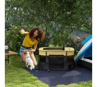 PawHut Dog Pen, Pet Playpen, Portable Foldable Dog Cat Playpen Soft Pet Cage with Storage Bag for Puppies, Rabbits, Kittens, Guinea Pigs, 114 x 89 x 59cm - Yellow Yellow