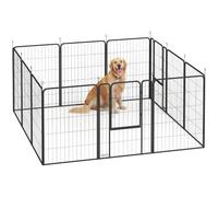 PawHut Dog Pen Steel Dog Playpen for Medium Breeds 100cm Tall Black