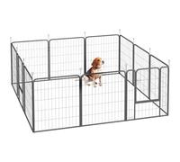 PawHut 12 Panel Black Medium Dog Pen Puppy Pen