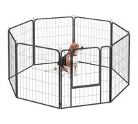 PawHut Dog Pen Steel Dog Playpen for Medium Breeds 80cm Tall Black