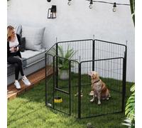 PawHut Dog Playpen, 6 Panels Puppy Pen Dog Playpen, 100cm High, Black - Black - Steel - 1