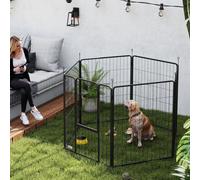 PawHut Dog Playpen, 6 Panels Puppy Pen Dog Playpen, 100cm High, Black