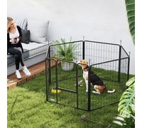 PawHut Dog Playpen, 6 Panels Puppy Pen Dog Playpen, 80cm High, Black - Black - Steel - 1