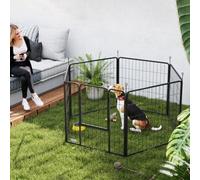 Pawhut Dog Playpen, 6 Panels Puppy Pen Dog Playpen, 80Cm High, Grey