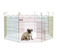 PawHut Dog Playpen Puppy Pen Metal Rabbit Run Pet Crate Fence w/ Door Indoor & Outdoor, 60H x 156cm Multicolour