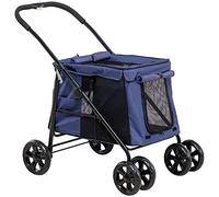 PawHut Dog Pram 4 Wheels Pet Pushchair for Medium Breeds Dark Blue