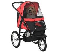 Pawhut Pet Stroller Jogger For Medium Dogs, Foldable Pushchair Adjustable Canopy In Red Red