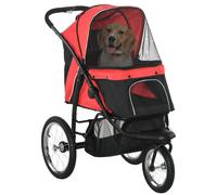 PawHut Dog Pram, Dog Stroller Jogger Foldable Pet Pushchair for Medium, Small Breeds, w/Rubber Wheels, Washable Cushion, Red