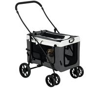 PawHut Dog Pram with Detachable Carrier Soft Padding for Small Dogs Grey