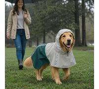 (L) PawHut Dog Raincoat with Hood, Dog Rain Jacket, for Dogs,