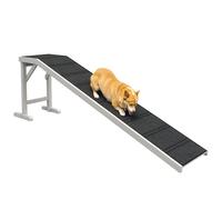 PawHut Dog Ramp for Bed, Pet Ramp for Dogs with Non-Slip Carpet and Top Platform, White & Grey