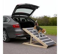 PawHut Dog Ramp for Car, Adjustable Folding Pet Ramp for Small Medium Large Dogs, Dog Climbing Ladder with 4 Adjustable Heights for High Bed and Sofa, Height 35/43/47/50 cm