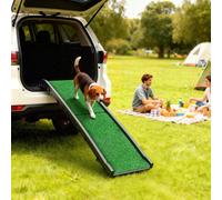 PawHut Dog Ramp for Cars, Portable Pet Ramp Foldable Design with Artificial Grass Anti-Slip Surface, Lightweight, for Cars, SUVs, Trucks, Home, 155 x 38.5 x 15.5 cm