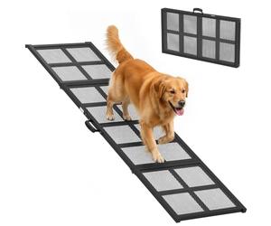 PawHut Dog Ramp for Car Folding Anti-Slip for Large Dogs 191 x 50cm Black | Portable Pet Stairs, Extra Long, for SUVs, Trucks, Cars