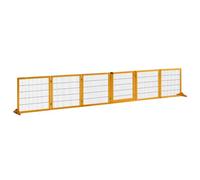 PawHut Dog Safety Barrier Freestanding Barrier Adjustable Folding 6 Panels 2 Feet Support Pine Wood 432 x 36 x 70 cm Yellow