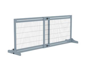 PawHut Dog Safety Gate Extendable Freestanding Safety Gate for Pets Adjustable Length 104-180 x 36 x 69 cm Pine Blue-Grey