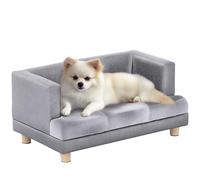 PawHut Dog Sofa Bed Elevated Pet Chair for Small-Sized Dogs PU Cover Grey