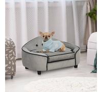 PawHut Pet Sofa Dog Bed Couch Cat Kitten Sponge Removable Cushion Lounge Grey 66.5 x 45 x 35.5 cm
