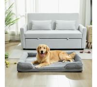 PawHut Dog Sofa Bed, Washable Pet Bed with Non-Slip Bottom, Grey - 112L x 80W x 16.5H cm - Grey - 1
