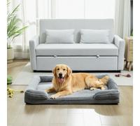 Pawhut Dog Sofa Bed, Washable Pet Bed With Non-Slip Bottom, Grey