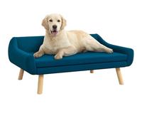 PawHut Dog Sofa Bed Raised Couch with Wooden Frame and Soft Cushion, Blue