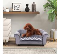 Pawhut Pet Sofa Couch Dog Cat Wooden Sponge Sofa Bed Lounge Cushion In Grey Grey