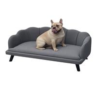 PawHut Dog Sofa for Medium, Large Dogs, Shell Shaped Pet Couch Bed w/Legs, Cushion, Washable Cover - Grey