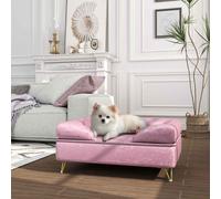 PawHut Dog Sofa Pet Couch Cat Chair with Removable Backrest, Soft Cushion, Washable Cover, for Small and Medium Sized Dogs, Pink Pink