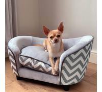 PawHut Dog Sofa Pet Couch for XS Dogs w/ Removable Sponge Padded Cushion - Grey