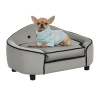 PawHut Dog Sofa Soft Cushion for XS & S Size Dogs 66.5 x 45 x 35.5 cm Grey | Pet Chair Bed, Cat Sofa Couch, Washable Cover, Wooden Frame