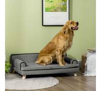 PawHut Dog Sofa with Legs Water-resistant Fabric, Pet Chair Bed for Large, Medium Dogs, Grey, 100 x 62 x 32 cm Grey