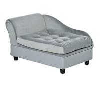 PawHut Dog Sofa with Storage for Small Dogs 76 x 45 x 43 cm Light Grey | Pet Chair, Cat Couch, Soft Cushion