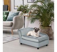Pawhut Dog Sofa With Storage Pet Chair For Small Dogs Cat Couch With Soft Cushion Light Blue 76 X 45 X 41.5 cm