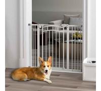 PawHut Dog Stair Gate, Pressure Fit Dog Safety Gate with Automatic Closing System, Double Locking, for Stairs, Doors, Hallways, House, 74-100cm Width, White White