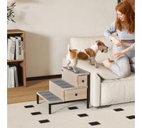 PawHut Dog Stairs with Storage, Dog Steps for Older Cats & Small Dogs, Oak