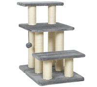 PawHut Dog Steps for Bed, 3 Step Adjustable Pet Stairs for Sofa with 6 Sisal Scratching Posts for Small Dogs & Cats, Grey