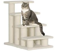 PawHut Dog Steps for Bed 4 Step Pet Stairs for Sofa Dog Cat Climb Ladder 63x43x60 cm Cream
