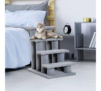PawHut Dog Steps for Bed 4 Step Pet Stairs, 63 x 43 x 60 cm, Grey