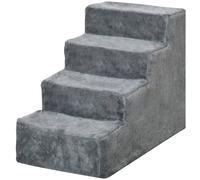Pawhut Dog Steps For Sofa 4 Steps Dog Stairs Pet Stair With Washable Plush Cover In Grey Grey