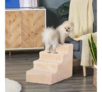 PawHut Dog Steps for Sofa 4 Steps Dog Stairs Pet Stair with Washable Plush Cover PawHut Beige One Size