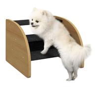 PawHut Dog Steps for Sofa and Bed 3-Step Dog Stairs Side Panels Oak Finish | Lightweight Pet Stairs, Non-Slip Feet for Small Puppies, Easy Assembly