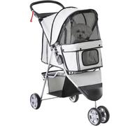 PawHut Dog Stroller Pet Travel Stroller Cat Dog Pushchair Trolley Puppy Jogger Carrier Three Wheels (Grey)