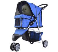PawHut Dog Stroller Pet Travel Stroller Cat Dog Pushchair Trolley Puppy Jogger Carrier Three Wheels (Grey)