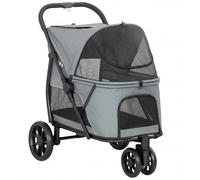 PawHut Dog Stroller, 3 Wheels Pet Stroller with Dual Entry, Easy One-Click Quick Fold, Mesh Windows, Washable Cushion
